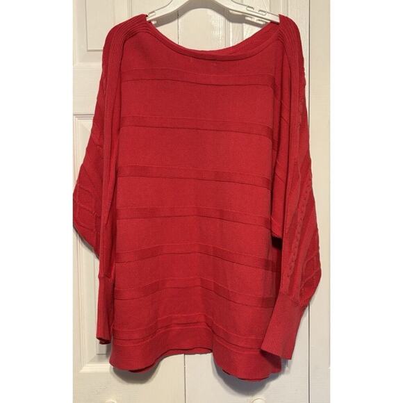 Liz Claiborne Sweater Top Women's Plus Size 3X Pink Knit Cable Batwing Sleeves - Picture 5 of 7
